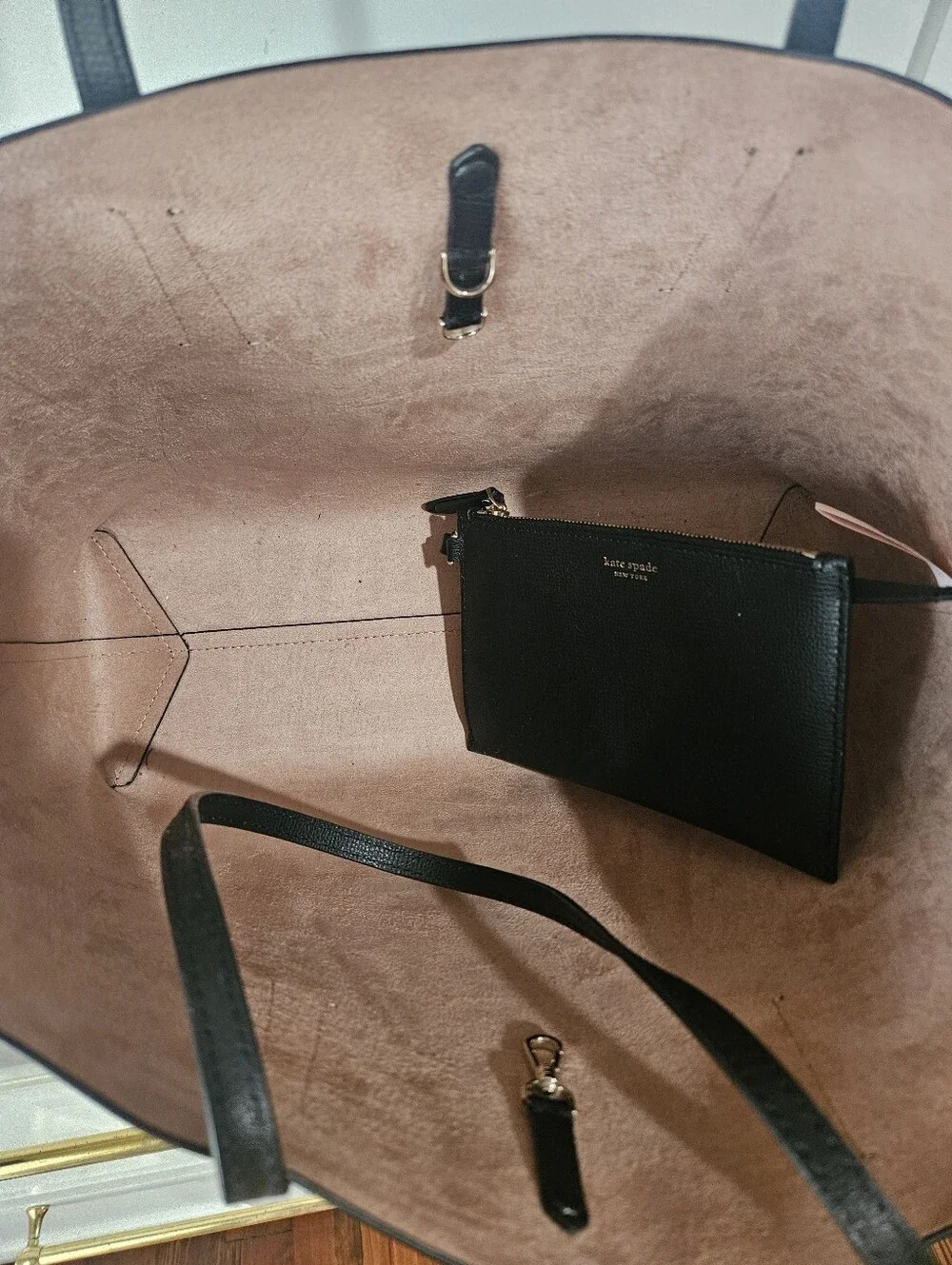 Kate Spade Black Tote Bag with Rose-Cream Interior